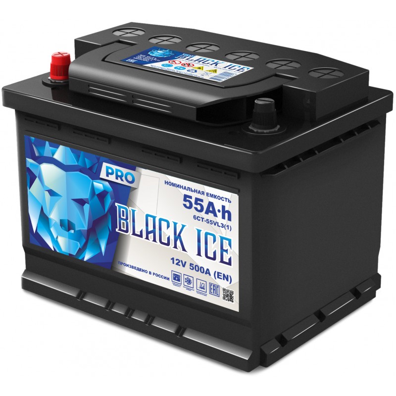 Автомобильный аккумулятор BLACK ICE Pro 6СТ-55.1 VL