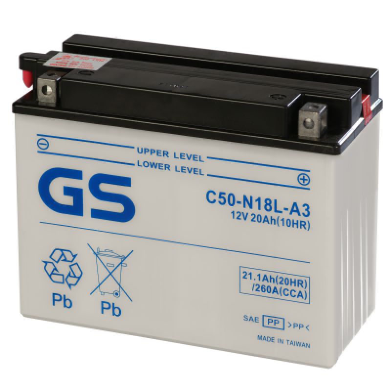 Аккумулятор GS YUASA GS C50-N18L-A3 20Ач 12В 260А обратная полярность (0)