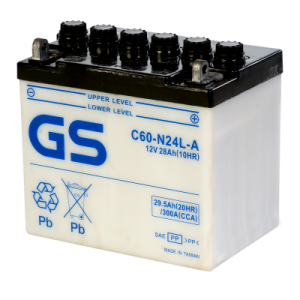Аккумулятор GS YUASA GS C60N-24L-A 28Ач 12В 300А обратная полярность (0)