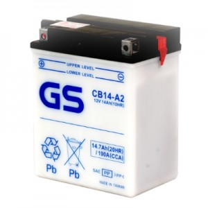 Аккумулятор GS YUASA GS CB14-A2 14Ач 12В 190А прямая полярность (1)