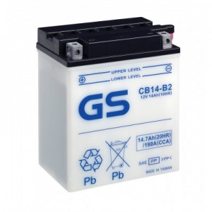 Аккумулятор GS YUASA GS CB14-B2 14Ач 12В 190А прямая полярность (1)