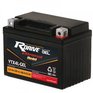 Аккумулятор RDRIVE EXTREMAL GOLD YTX4L-GEL 3Ач 12В 60А прямая полярность (1)