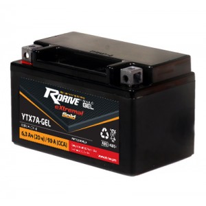 Аккумулятор RDRIVE EXTREMAL GOLD YTX7A-GEL 6Ач 12В 90А прямая полярность (1)