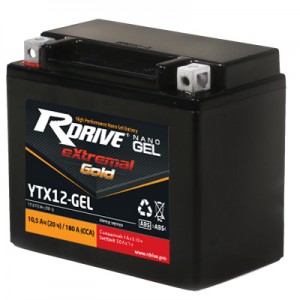Аккумулятор RDRIVE EXTREMAL GOLD YTX12-GEL 10Ач 12В 180А прямая полярность (1)