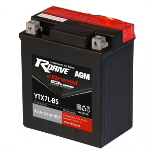 Аккумулятор RDRIVE EXTREMAL SILVER YTX7L-BS 6.3Ач 12В 85А прямая полярность (1)
