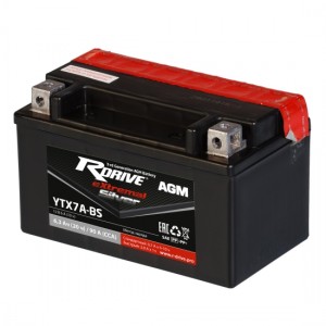 Аккумулятор RDRIVE EXTREMAL SILVER YTX7A-BS 6.3Ач 12В 120А прямая полярность (1)