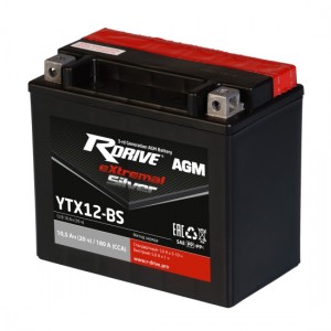 Аккумулятор RDRIVE EXTREMAL SILVER YTX12-BS 10.5Ач 12В 170А прямая полярность (1)