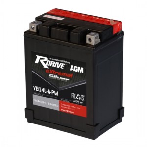 Аккумулятор RDRIVE EXTREMAL SILVER YB14L-A-PW 13.6Ач 12В 210А прямая полярность (1)