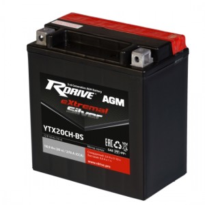 Аккумулятор RDRIVE EXTREMAL SILVER YTX20CH-BS 18.9Ач 12В  прямая полярность (1)