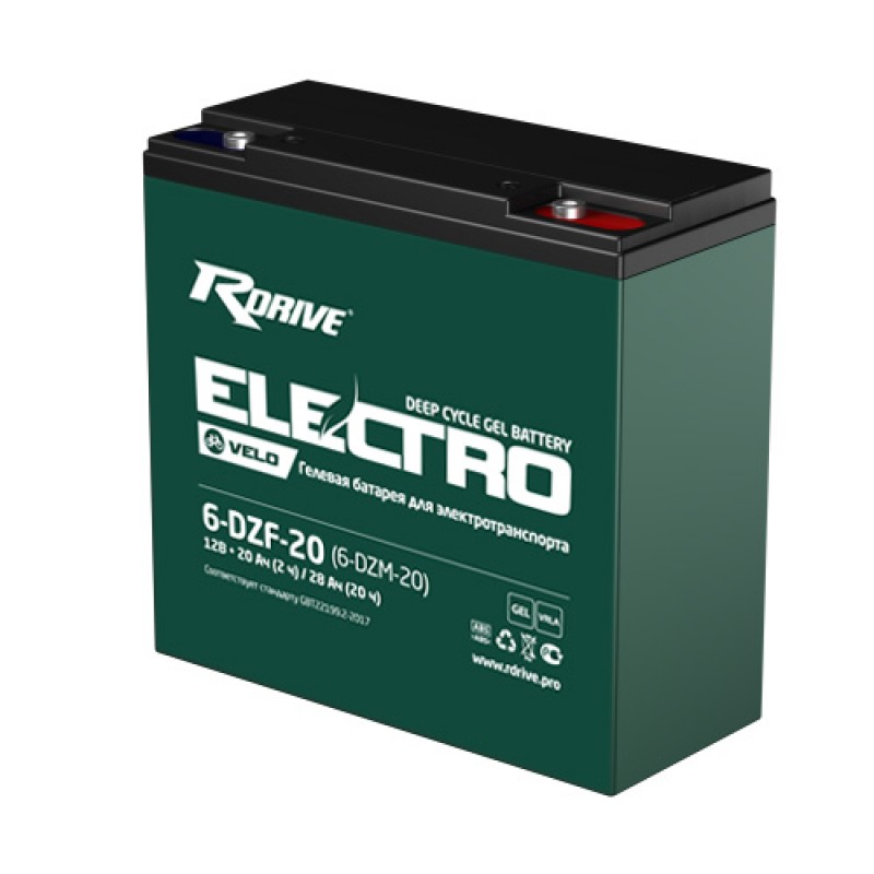 Аккумулятор RDRIVE ELECTRO VELO 6-DZF-20 20Ач 12В  обратная полярность (0)