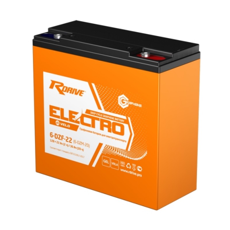 Аккумулятор RDRIVE ELECTRO VELO 6-DZF-22 (6-DZM-20) 22Ач 12В  прямая полярность (1)