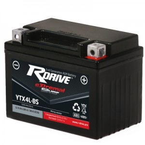 Аккумулятор RDRIVE EXTREMAL SILVER YTX4L-BS 3.15Ач 12В 50А прямая полярность (1)