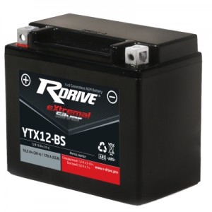 Аккумулятор RDRIVE EXTREMAL SILVER YTX12-BS 10.5Ач 12В 170А прямая полярность (1)
