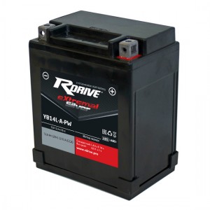 Аккумулятор RDRIVE EXTREMAL SILVER YB14L-A-PW 12.6Ач 12В 210А обратная полярность (0)