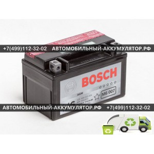 АККУМУЛЯТОР BOSCH МОТО  6Ah EN50 п.п.(151х88х94) (YTX7A-4/YTX7A-BS) (Y5) AGM