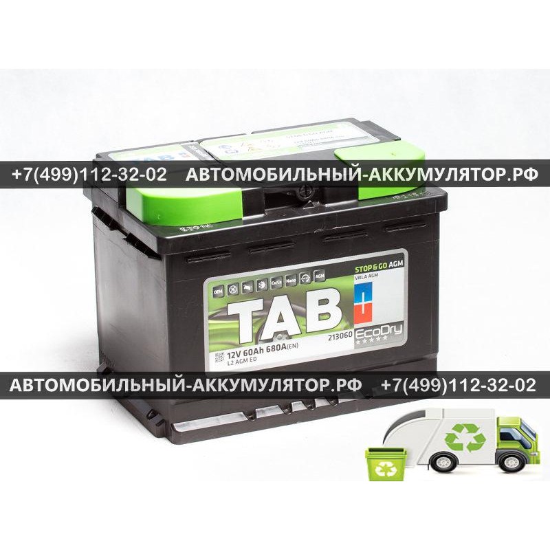 АККУМУЛЯТОР TAB EcoDry  60Ah EN680 о.п. (242х175х190) L2 AGM ED