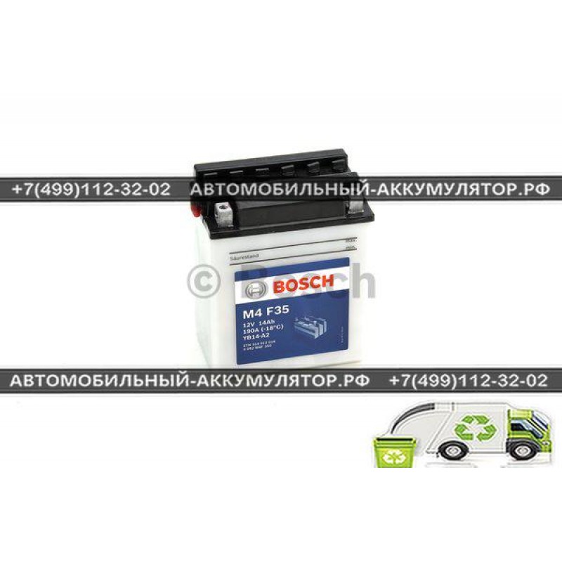 АККУМУЛЯТОР BOSCH МОТО M4 F35  0092M4F350 14Ач (A/h) - 514012014 / YB14-A2