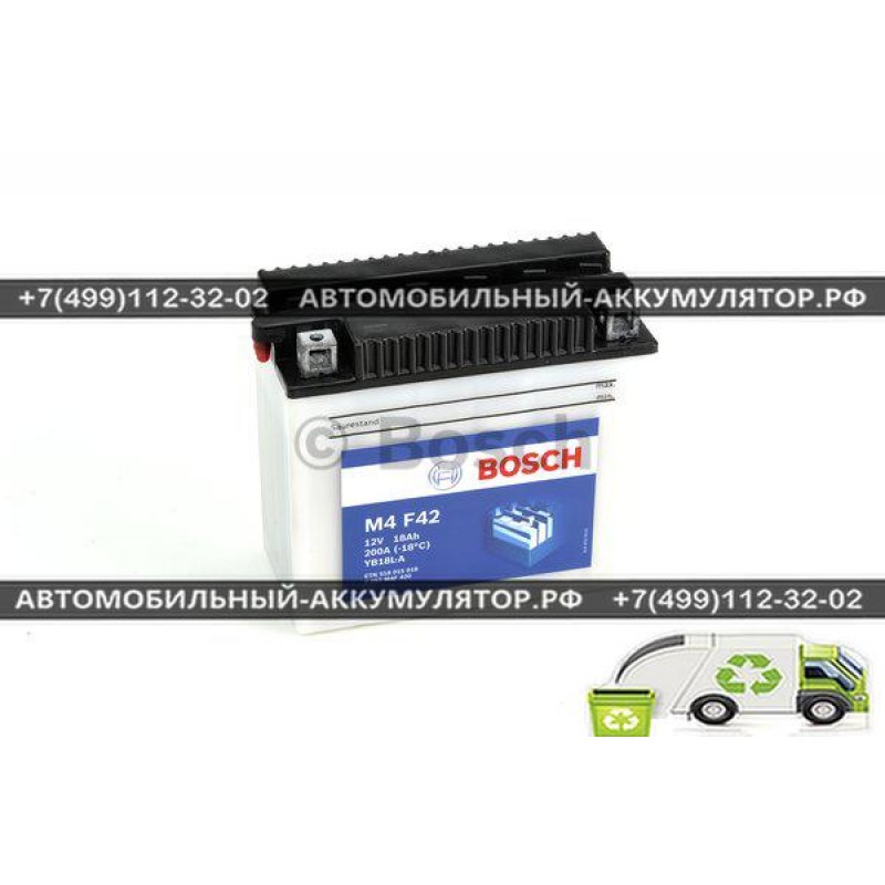 АККУМУЛЯТОР BOSCH МОТО M4 F42  0092M4F420 18Ач (A/h) - 518015018 / YB18L-A