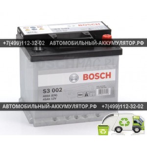 Аккумулятор BOSCH S3 002 0092S30020 45 Ач (A/h) обратная полярность - 545412040