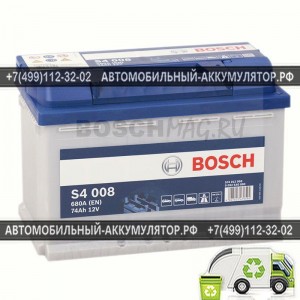 Аккумулятор BOSCH S4 008 0092S40080 74 Ач (A/h) обратная полярность - 574012068
