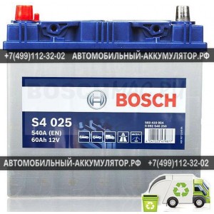 Аккумулятор BOSCH S4 025 0092S40250 60 Ач (A/h) прямая полярность - 560411054